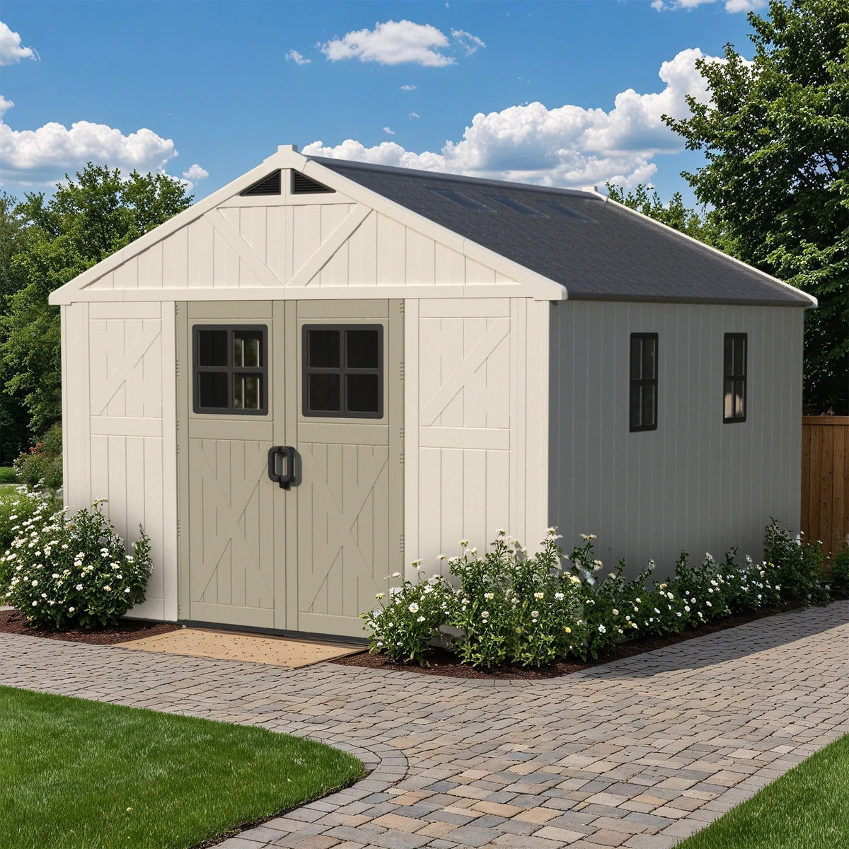 Patiowell 10x12 shed in a garden