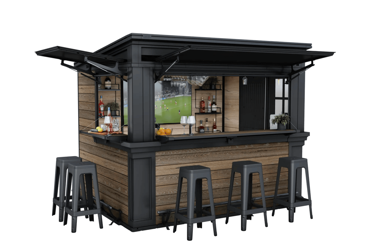 Keter Signature outdoor garden bar in walnut brown